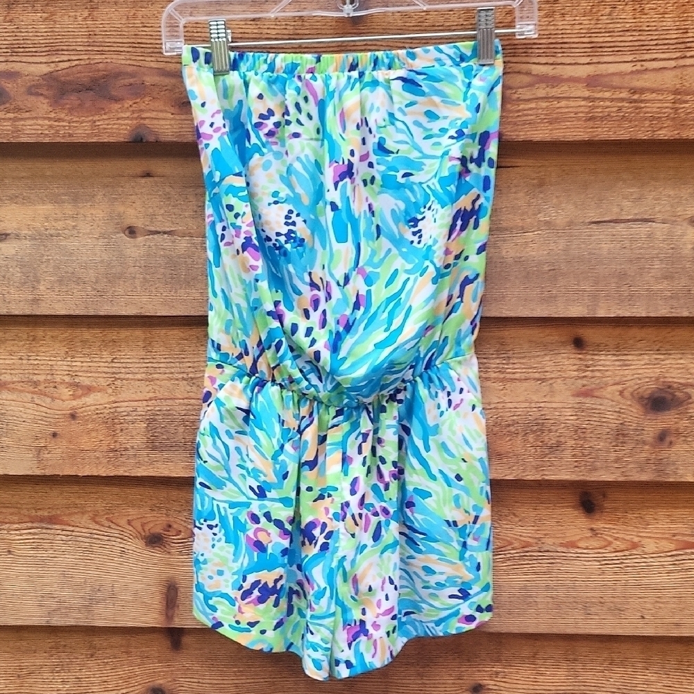 Lilly Pulitzer Colorful Strapless Romper XS EUC
